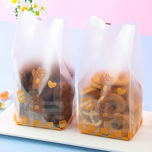 반투명 M쿠키봉투 몽실곰(85*230mm) - 20매(금색받침 포함)